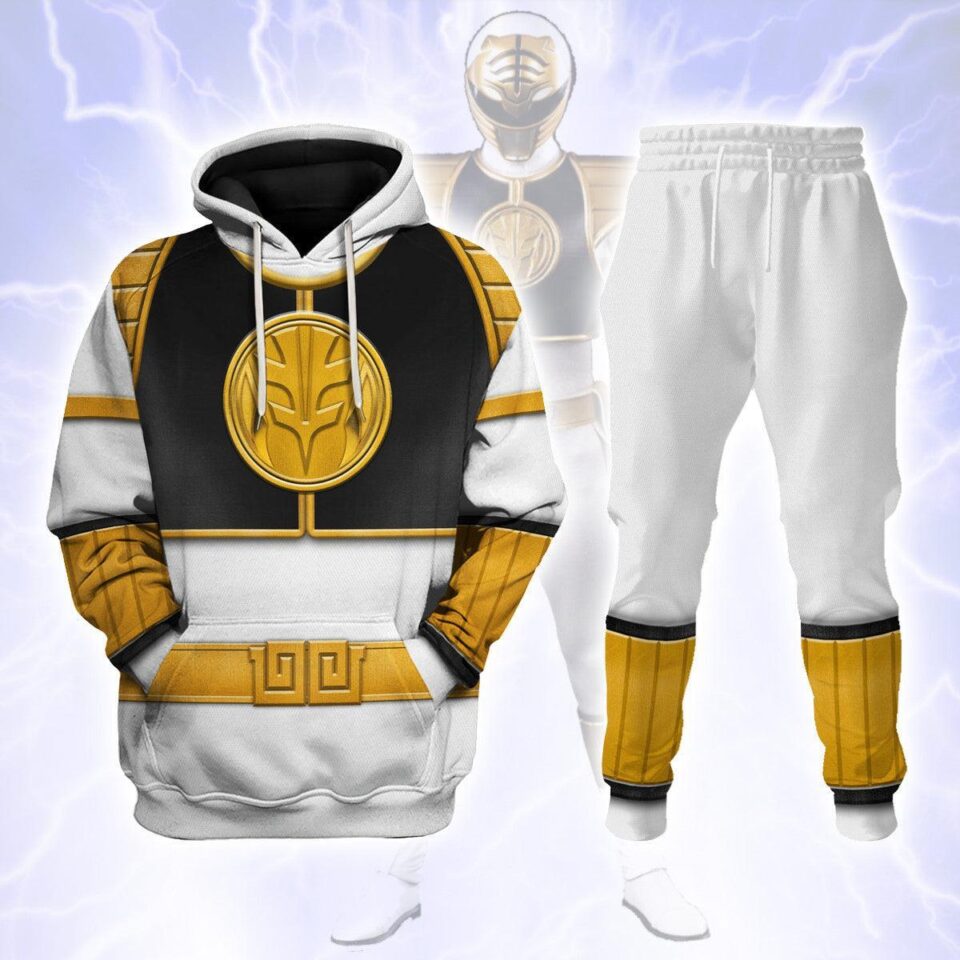 White Ranger Mighty Morphin Hoodies Sweatshirt T-shirt Hawaiian Tracksuit Halloween Cosplay