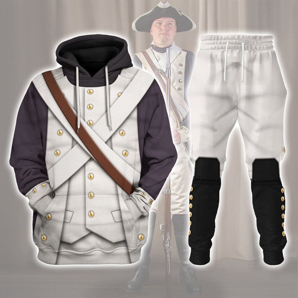 American Infantry-3rd Connecticut Regiment-1783 Uniform All Over Print Hoodie Sweatshirt T-Shirt Tracksuit - HypemerchX