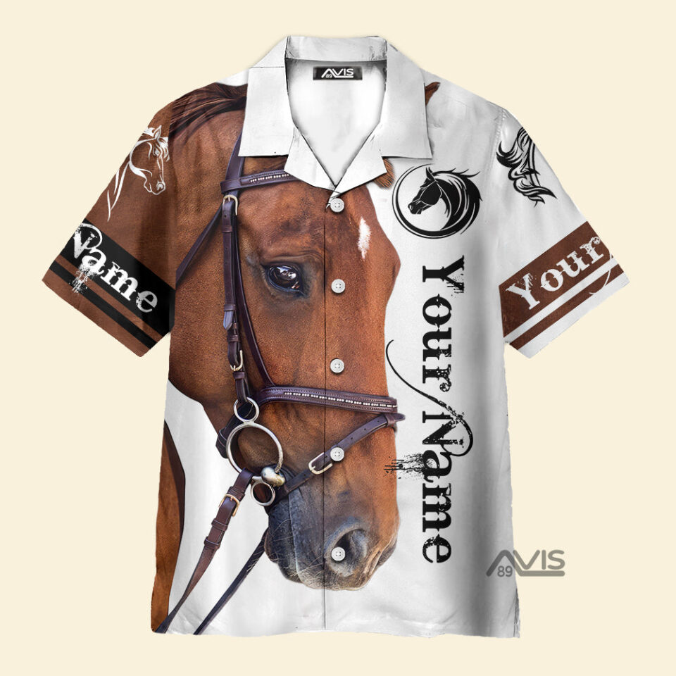 Horse Lover White - Personalized Hawaiian Shirt