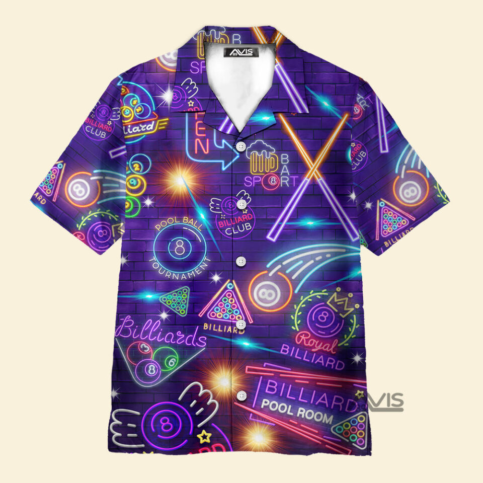 Billiards Pool Room Neon - Hawaiian Shirt